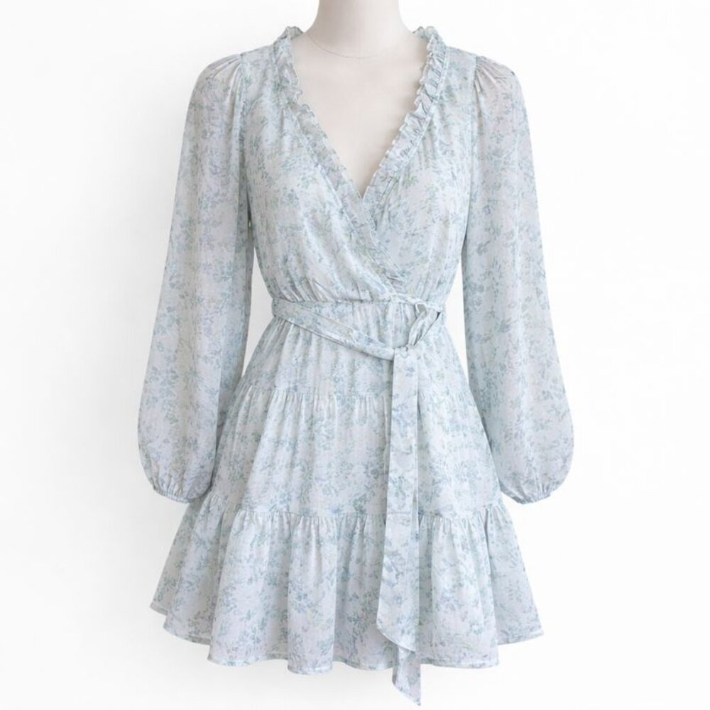 Here Comes The Sun Floral Ruffle Mini Dress XS Boho Cottagecore Date Night